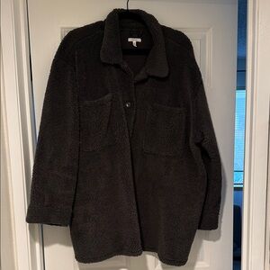 Cozy Charcoal Grey Sherpa Jacket - Women's Teddy Coat